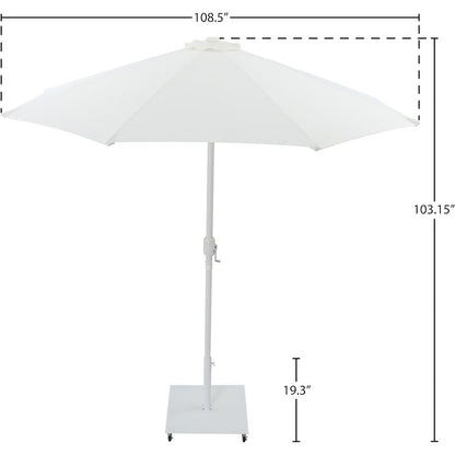 Fiji White Fabric / Matte White Aluminum Patio Umbrella with Base Sets