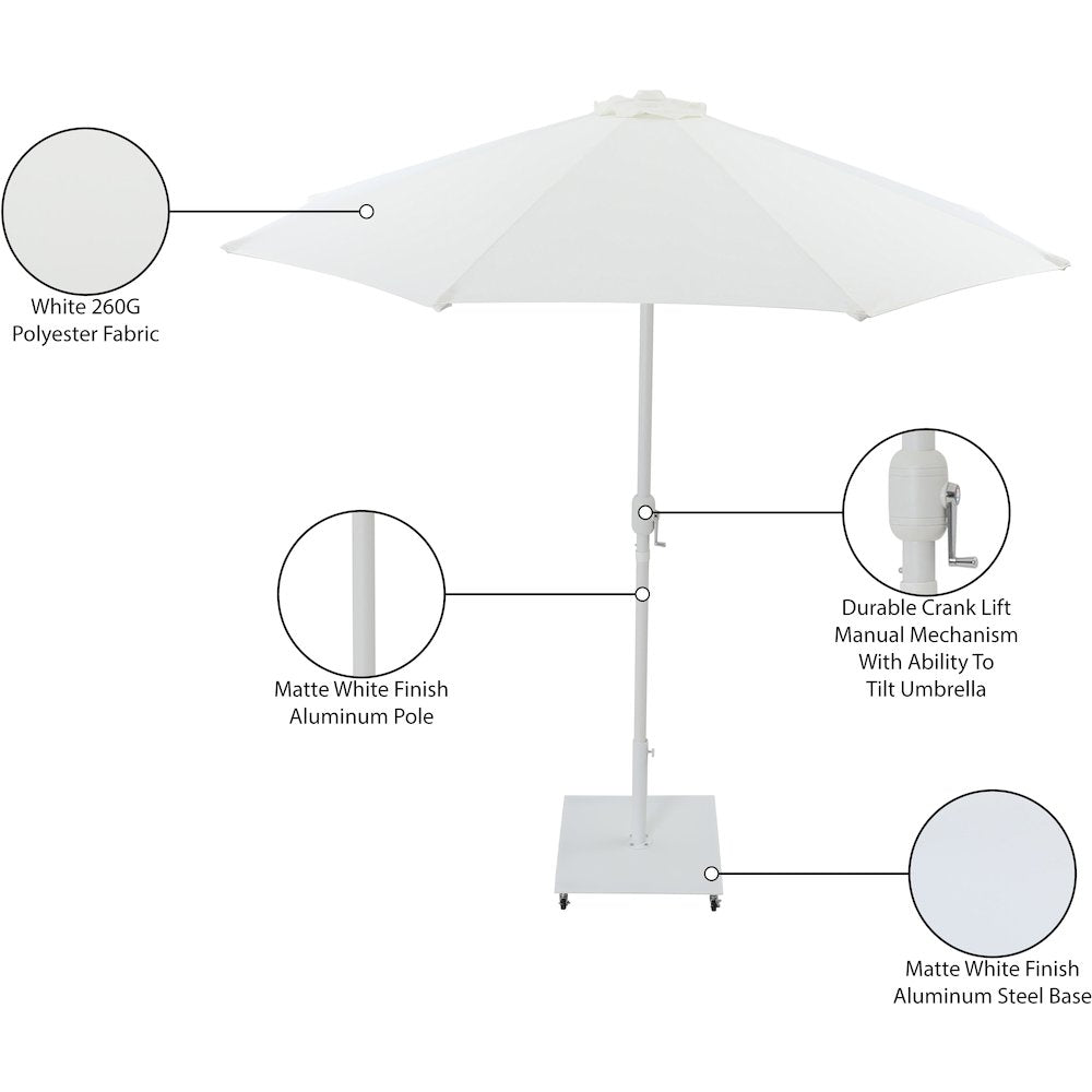 Fiji White Fabric / Matte White Aluminum Patio Umbrella with Base Sets