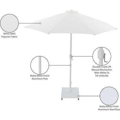 Fiji White Fabric / Matte White Aluminum Patio Umbrella with Base Sets