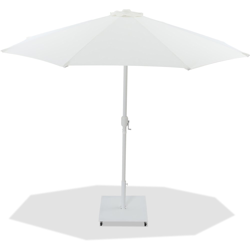 Fiji White Fabric / Matte White Aluminum Patio Umbrella with Base Sets