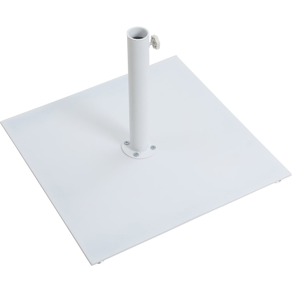 Fiji White Fabric / Matte White Aluminum Patio Umbrella with Base Sets