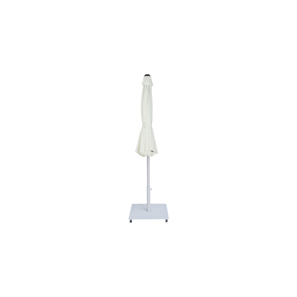 Fiji White Fabric / Matte White Aluminum Patio Umbrella with Base Sets