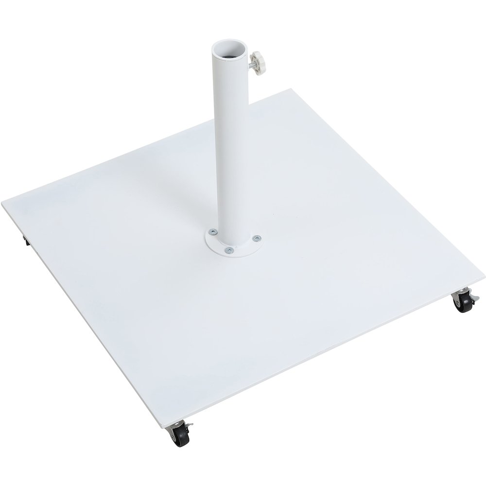 Fiji White Fabric / Matte White Aluminum Patio Umbrella with Base Sets