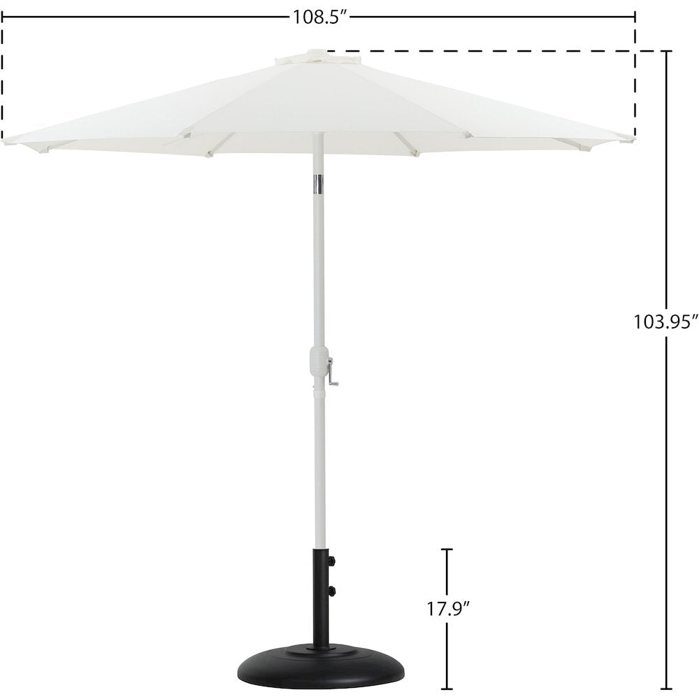 Fiji White Fabric / Matte Black Aluminum Patio Umbrella with Base Sets