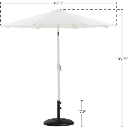 Fiji White Fabric / Matte Black Aluminum Patio Umbrella with Base Sets