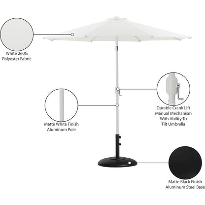 Fiji White Fabric / Matte Black Aluminum Patio Umbrella with Base Sets