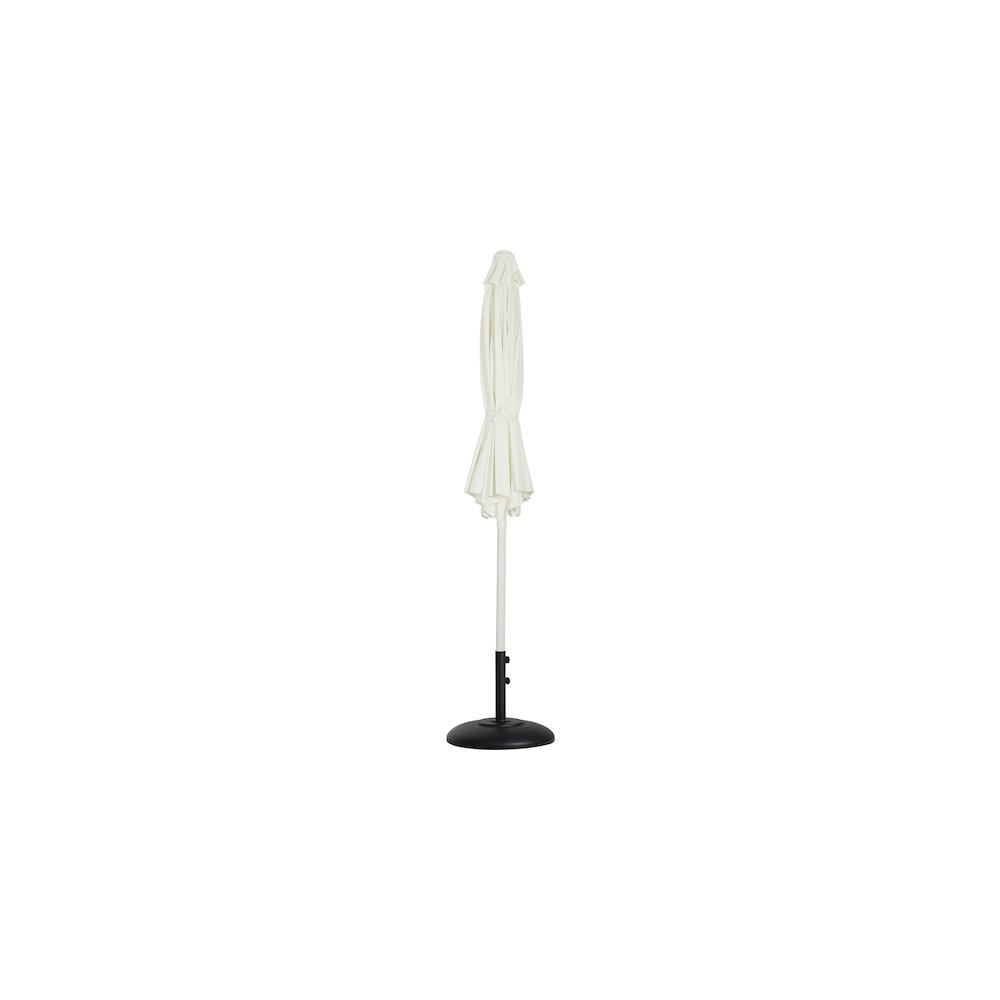 Fiji White Fabric / Matte Black Aluminum Patio Umbrella with Base Sets