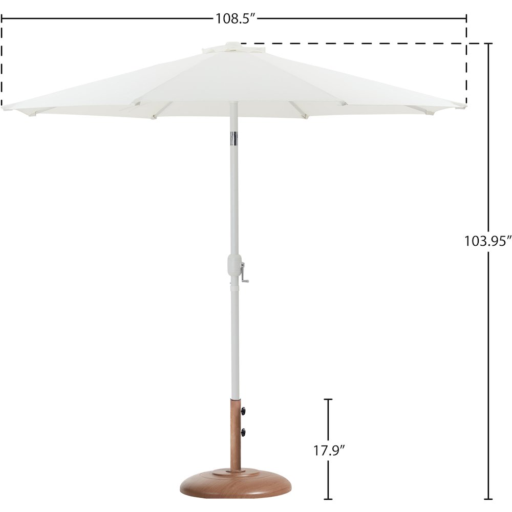 Fiji White Fabric / Teak Aluminum Patio Umbrella with Base Sets
