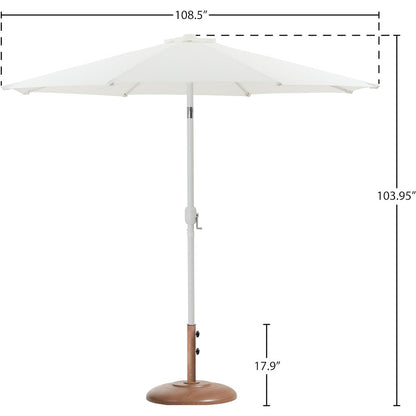 Fiji White Fabric / Teak Aluminum Patio Umbrella with Base Sets