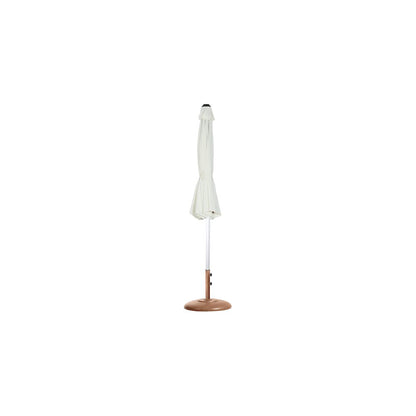 Fiji White Fabric / Teak Aluminum Patio Umbrella with Base Sets