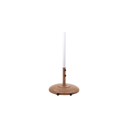 Fiji White Fabric / Teak Aluminum Patio Umbrella with Base Sets