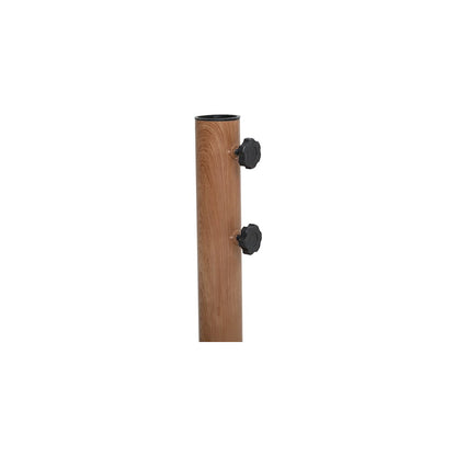 Fiji White Fabric / Teak Aluminum Patio Umbrella with Base Sets