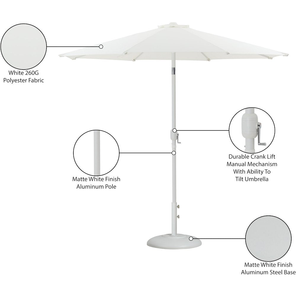 Fiji White Fabric / Matte White Aluminum Patio Umbrella with Base Sets