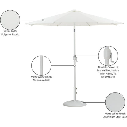 Fiji White Fabric / Matte White Aluminum Patio Umbrella with Base Sets