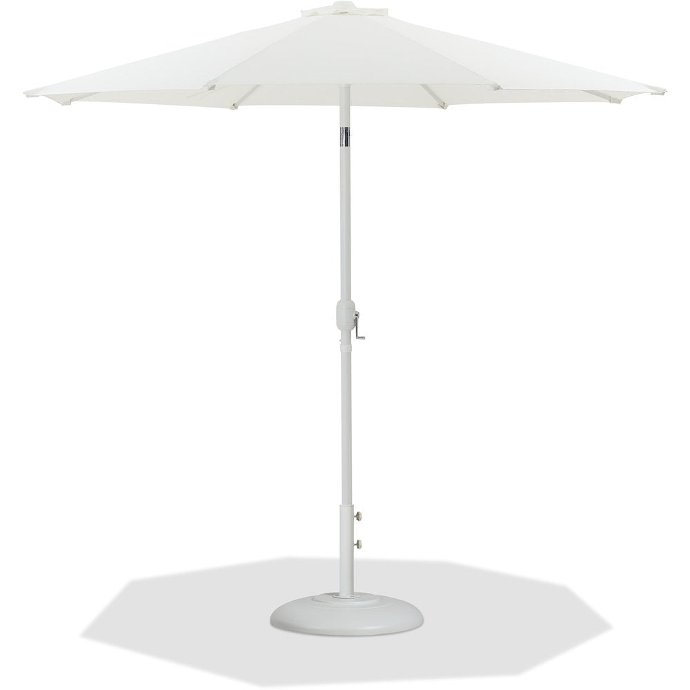 Fiji White Fabric / Matte White Aluminum Patio Umbrella with Base Sets