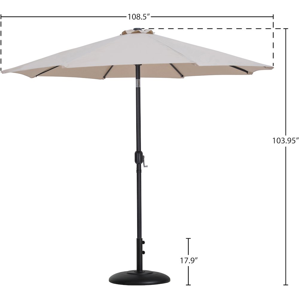 Fiji Beige Fabric / Matte Black Aluminum Patio Umbrella with Base Sets