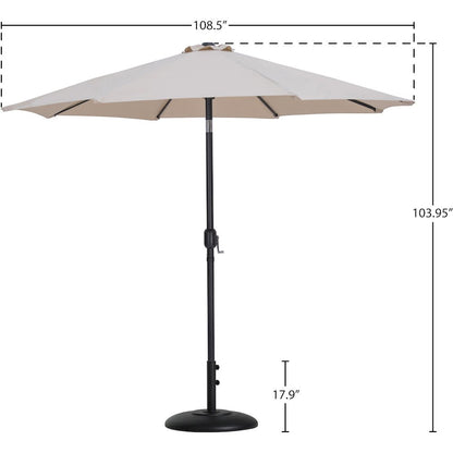 Fiji Beige Fabric / Matte Black Aluminum Patio Umbrella with Base Sets