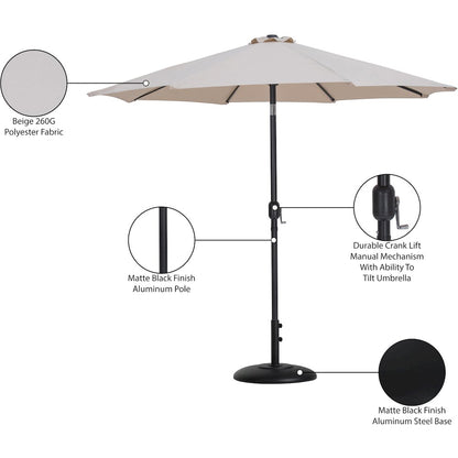 Fiji Beige Fabric / Matte Black Aluminum Patio Umbrella with Base Sets