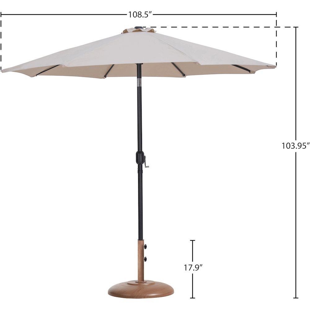 Fiji Beige Fabric / Teak Aluminum Patio Umbrella with Base Sets