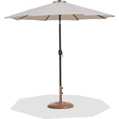 Fiji Beige Fabric / Teak Aluminum Patio Umbrella with Base Sets