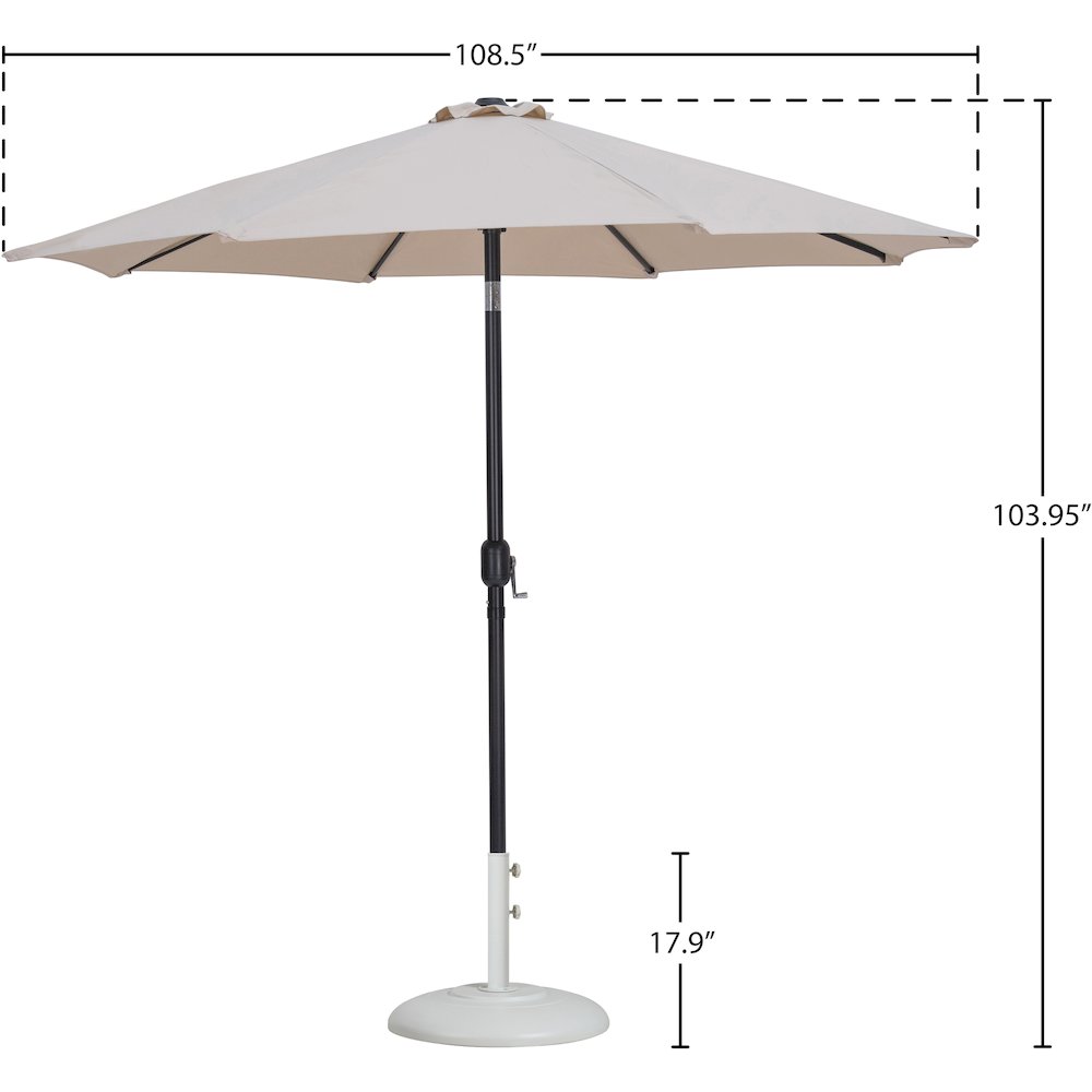Fiji Beige Fabric / Matte White Aluminum Patio Umbrella with Base Sets