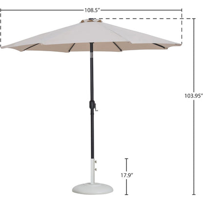 Fiji Beige Fabric / Matte White Aluminum Patio Umbrella with Base Sets