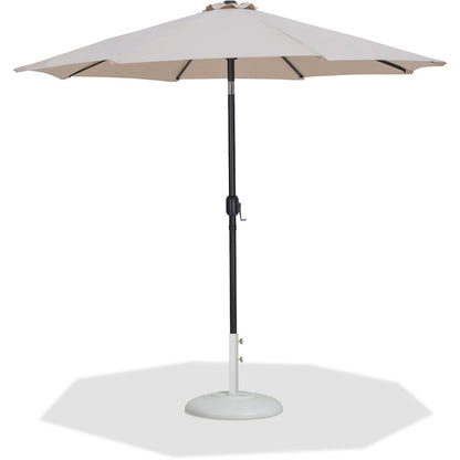 Fiji Beige Fabric / Matte White Aluminum Patio Umbrella with Base Sets
