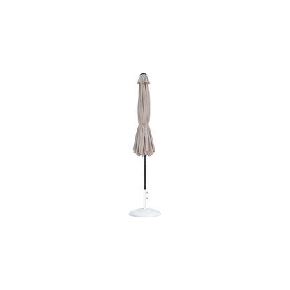 Fiji Beige Fabric / Matte White Aluminum Patio Umbrella with Base Sets