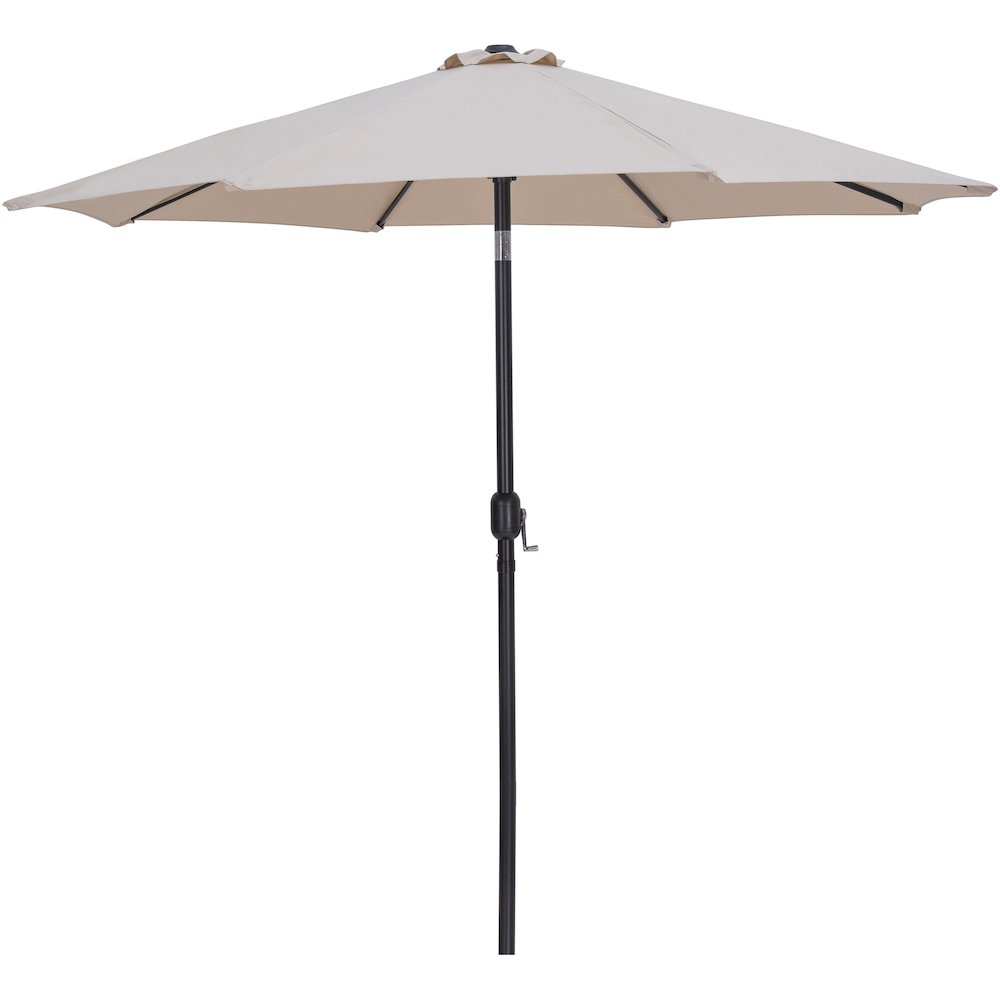 Fiji Beige Fabric / Matte White Aluminum Patio Umbrella with Base Sets