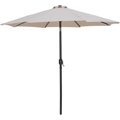 Fiji Beige Fabric / Matte White Aluminum Patio Umbrella with Base Sets