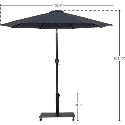 Fiji Black Fabric / Matte Black Aluminum Patio Umbrella with Base Sets