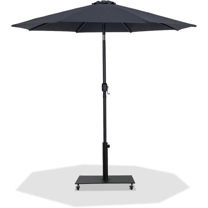 Fiji Black Fabric / Matte Black Aluminum Patio Umbrella with Base Sets