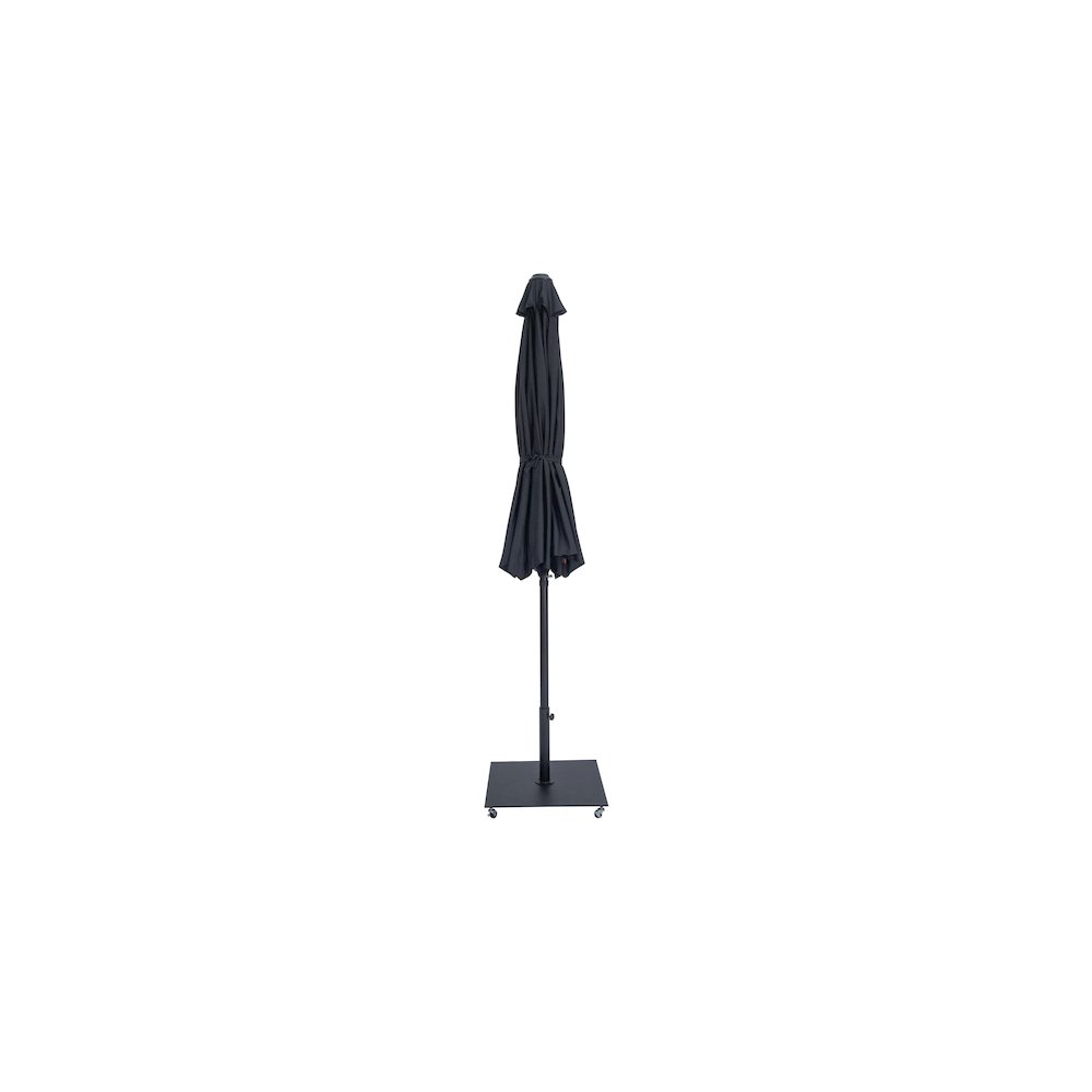Fiji Black Fabric / Matte Black Aluminum Patio Umbrella with Base Sets