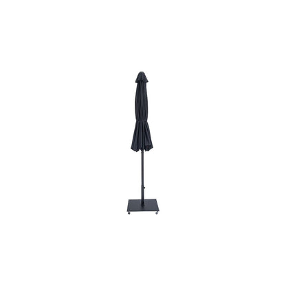 Fiji Black Fabric / Matte Black Aluminum Patio Umbrella with Base Sets
