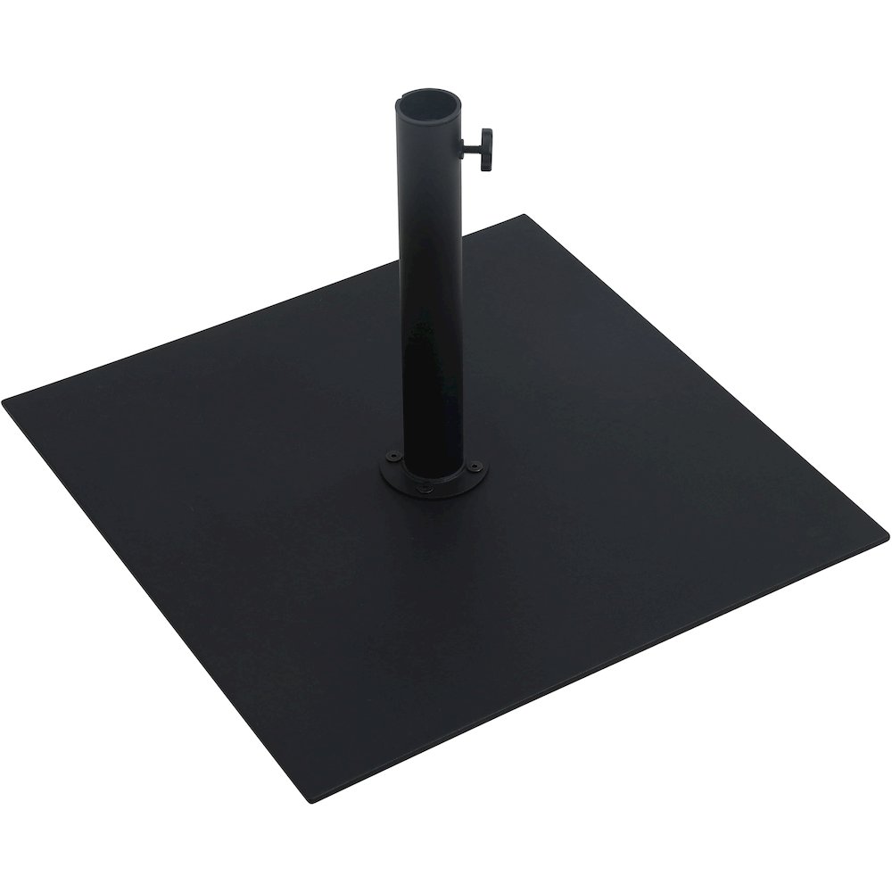 Fiji Black Fabric / Matte Black Aluminum Patio Umbrella with Base Sets