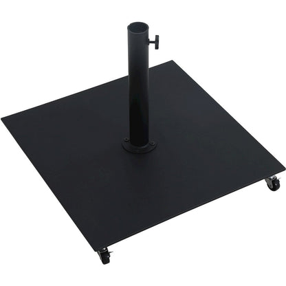 Fiji Black Fabric / Matte Black Aluminum Patio Umbrella with Base Sets