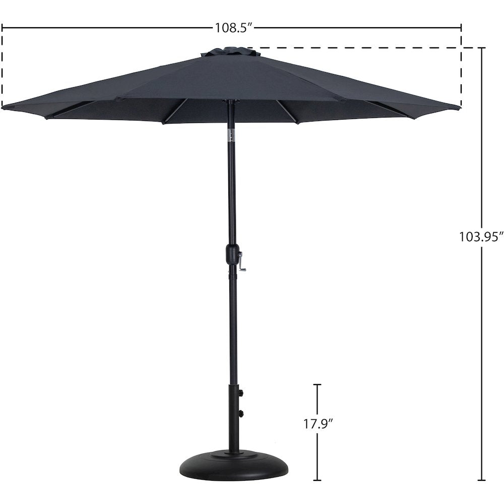 Fiji Black Fabric / Matte Black Aluminum Patio Umbrella with Base Sets