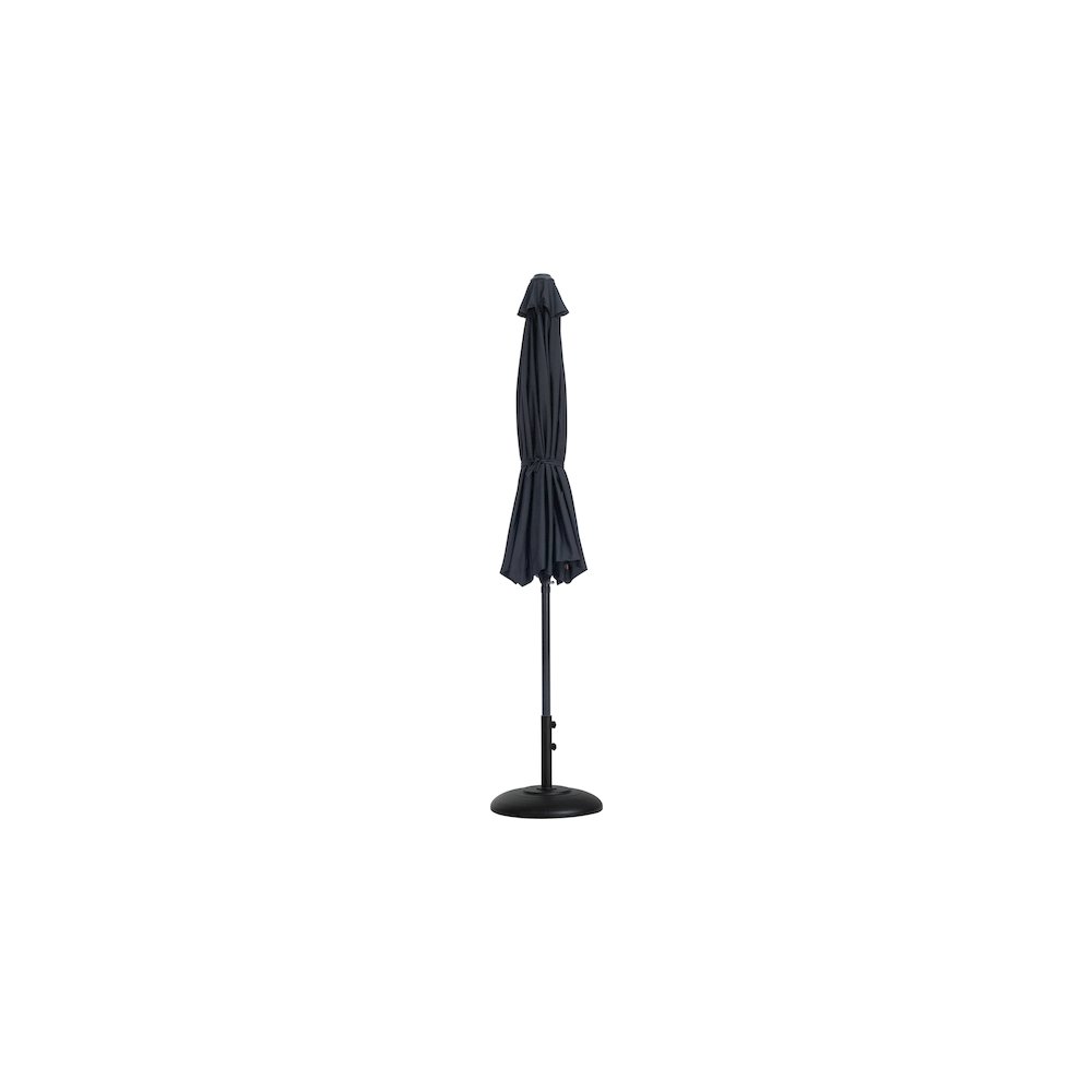 Fiji Black Fabric / Matte Black Aluminum Patio Umbrella with Base Sets