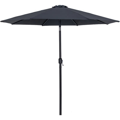 Fiji Black Fabric / Matte Black Aluminum Patio Umbrella with Base Sets