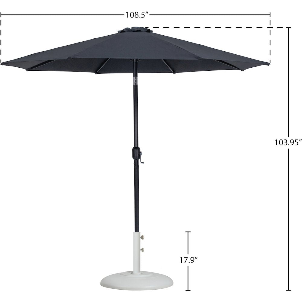 Fiji Black Fabric / Matte White Aluminum Patio Umbrella with Base Sets