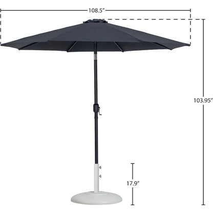 Fiji Black Fabric / Matte White Aluminum Patio Umbrella with Base Sets