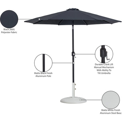 Fiji Black Fabric / Matte White Aluminum Patio Umbrella with Base Sets