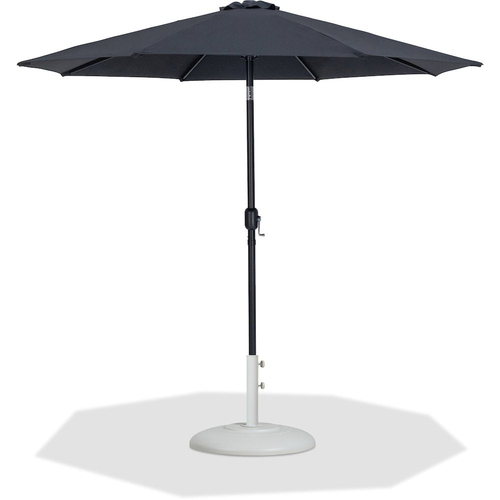 Fiji Black Fabric / Matte White Aluminum Patio Umbrella with Base Sets