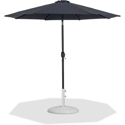 Fiji Black Fabric / Matte White Aluminum Patio Umbrella with Base Sets