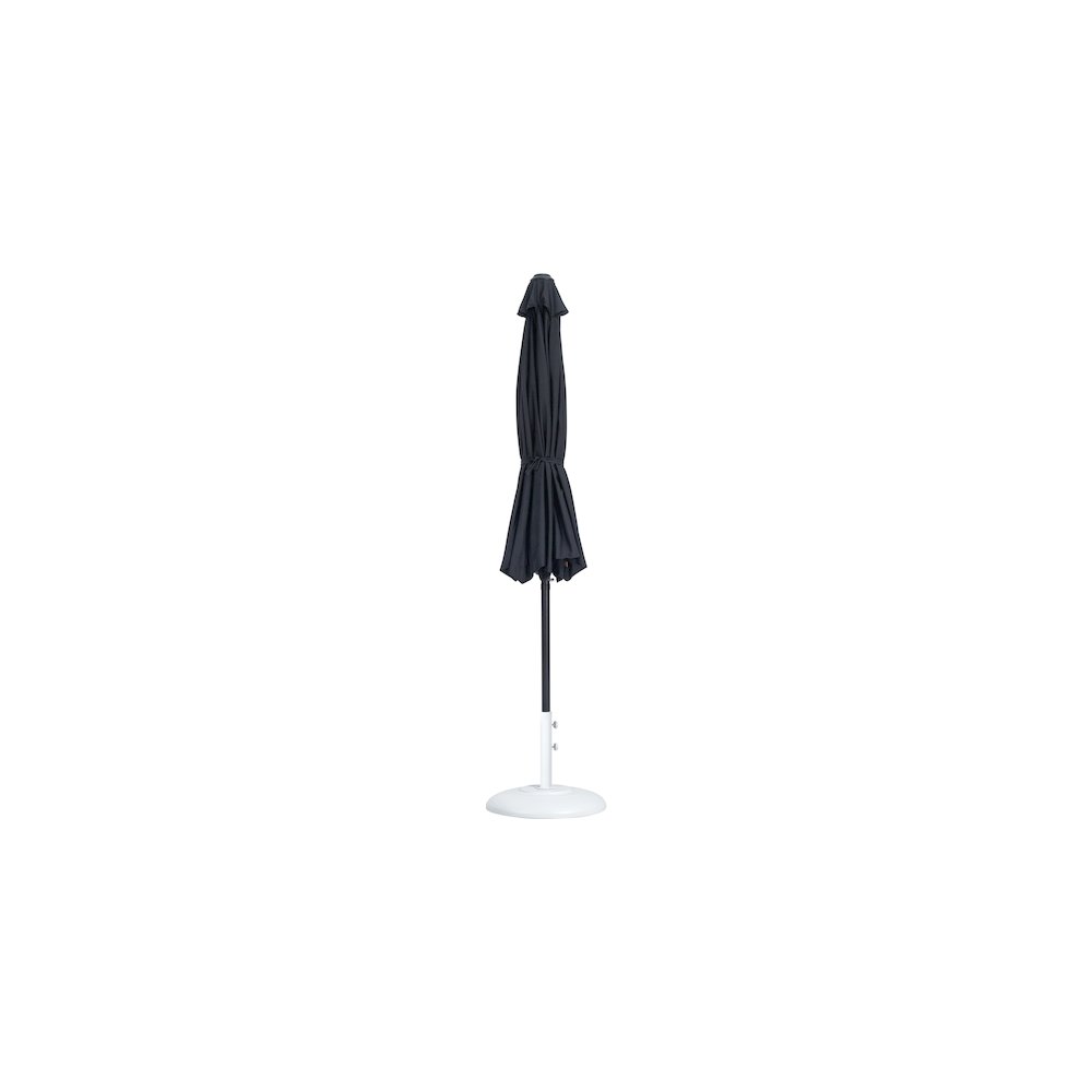 Fiji Black Fabric / Matte White Aluminum Patio Umbrella with Base Sets