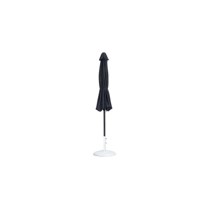 Fiji Black Fabric / Matte White Aluminum Patio Umbrella with Base Sets