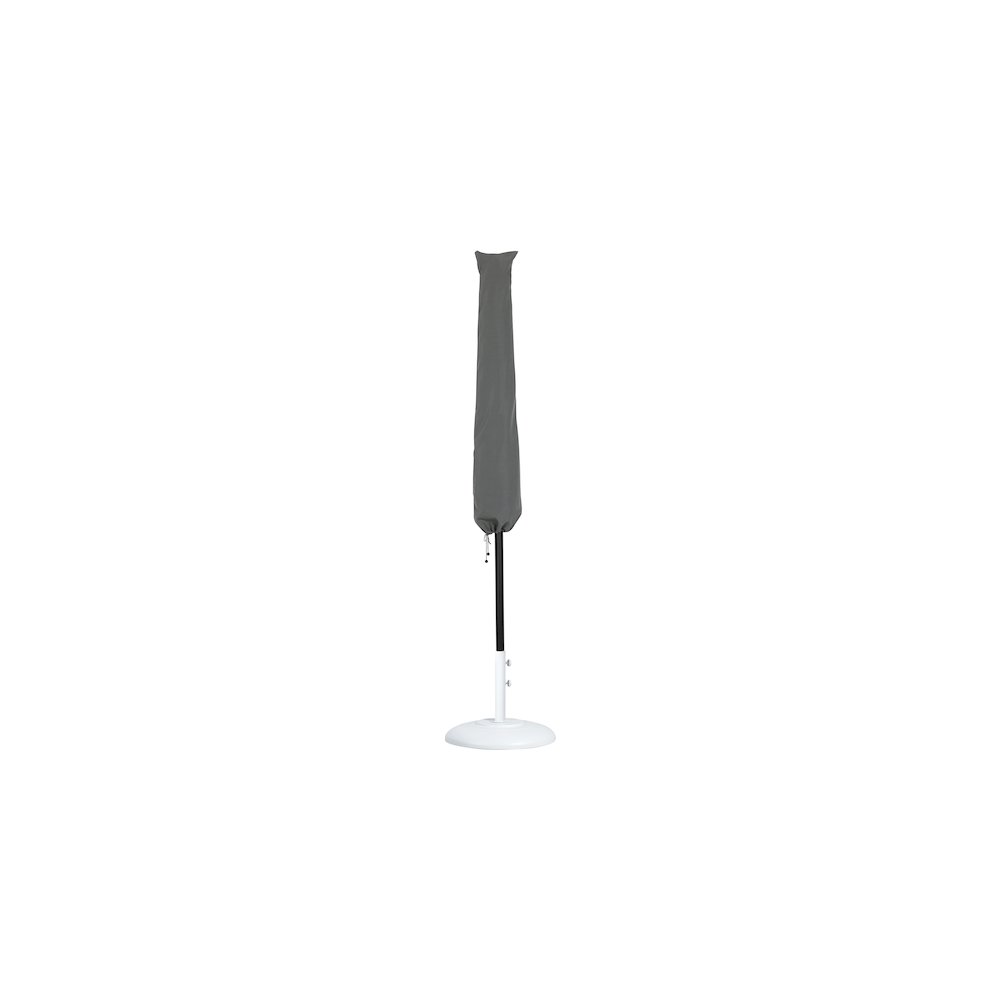 Fiji Black Fabric / Matte White Aluminum Patio Umbrella with Base Sets