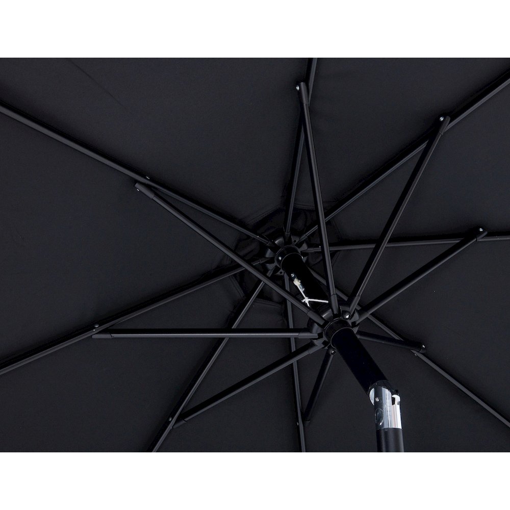 Fiji Black Fabric / Matte White Aluminum Patio Umbrella with Base Sets