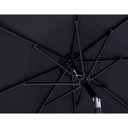 Fiji Black Fabric / Matte White Aluminum Patio Umbrella with Base Sets