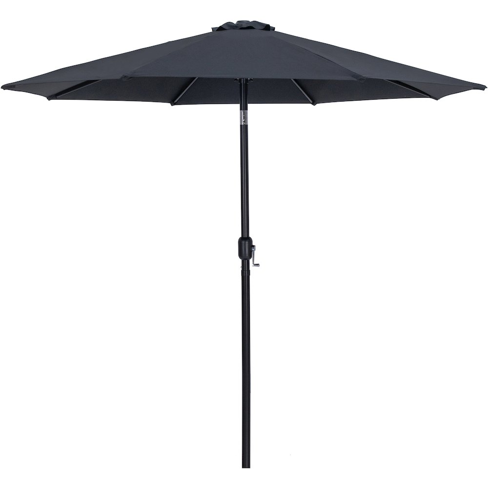 Fiji Black Fabric / Matte White Aluminum Patio Umbrella with Base Sets